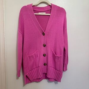 LOFT Pink Button-Up Cardigan Size Medium
